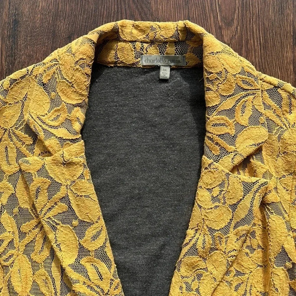 Charlotte Russe Mustard Yellow Floral Blazer | Blazer Jacket | Fall Jacket - Picture 2 of 7